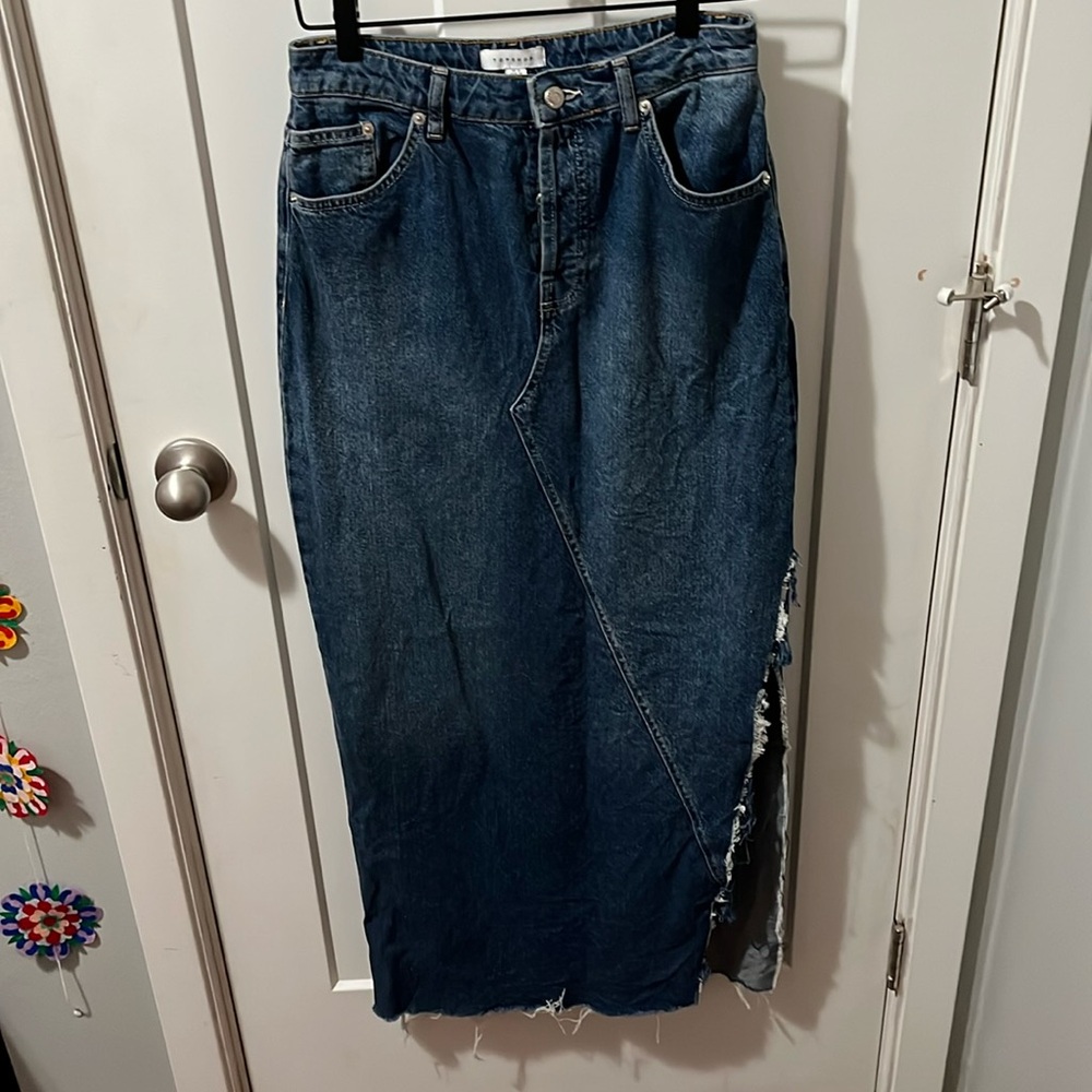 Topshop Denim Midi Skirt
